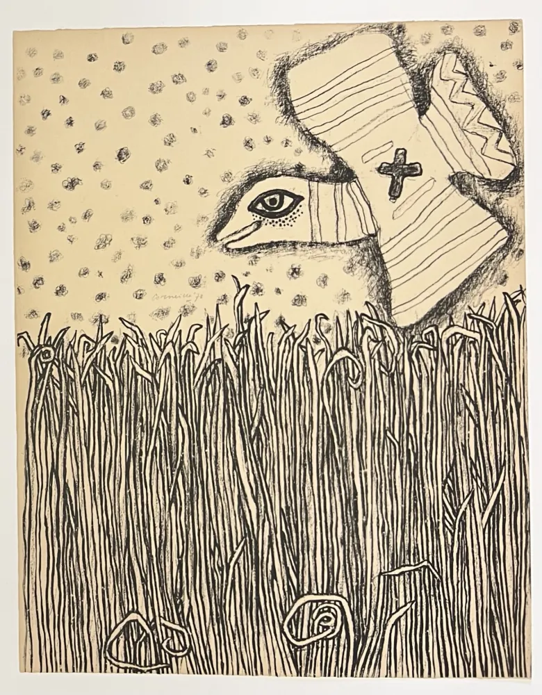 石版画 Corneille - Lithographie ancienne Herbes, 1973