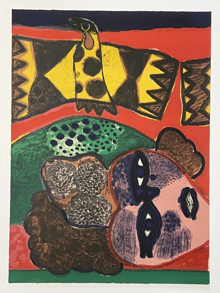 石版画 Corneille - Lithographie ancienne La belle de jadis, 1972
