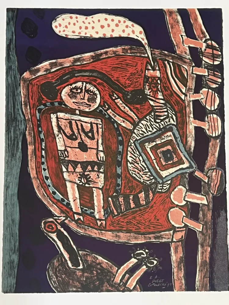 石版画 Corneille - Lithographie ancienne Piège, 1971 E/A