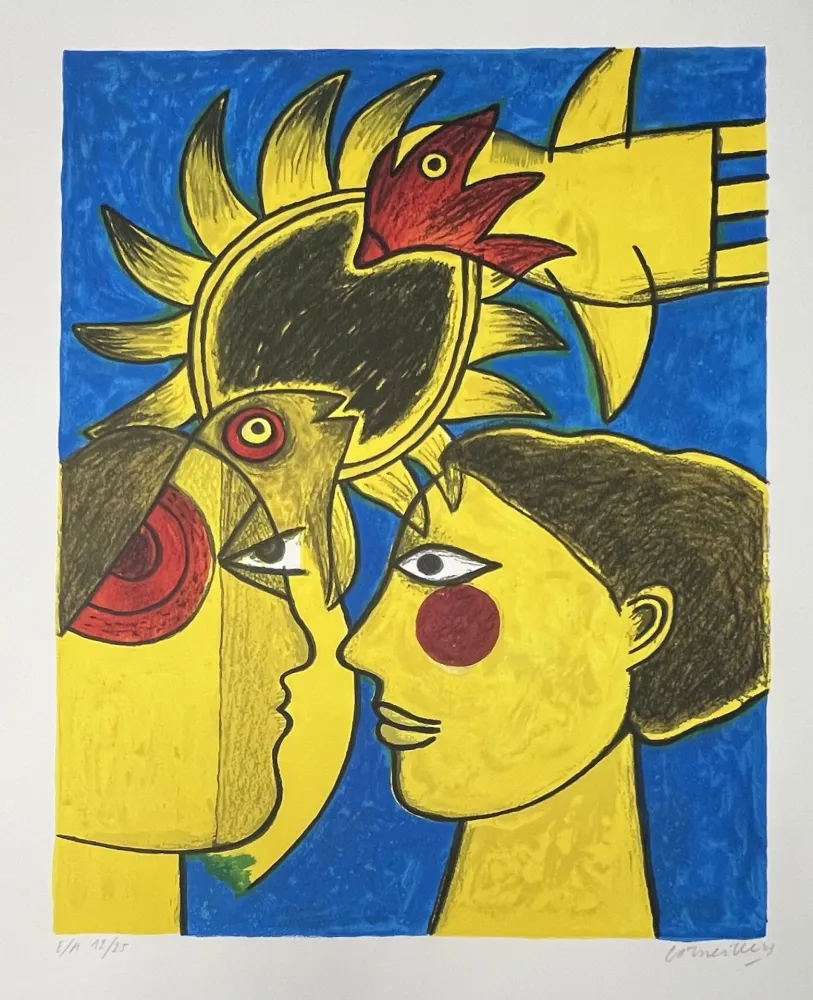 石版画 Corneille - Lithographie Idylle, 2003