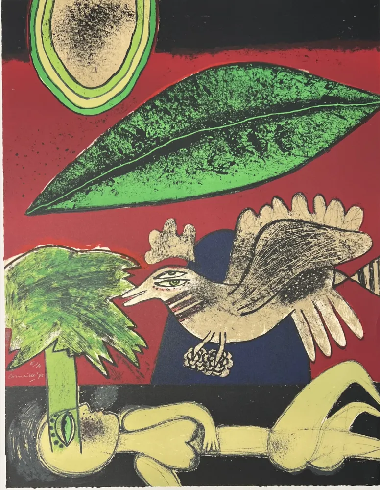 石版画 Corneille - Lithographie Un rêve vert, 1975