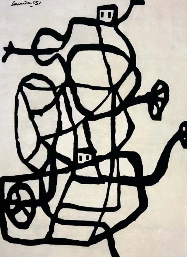 复数作品 Corneille - Tapis rectangle Cobra 1951  - Tapis d'artiste avec certificat
