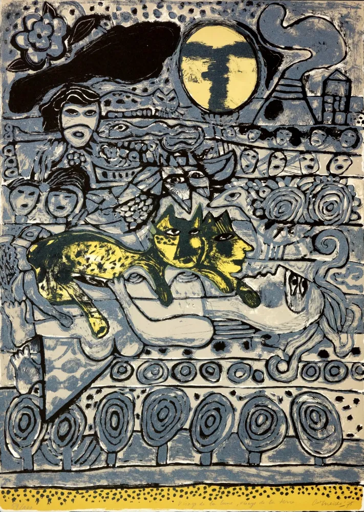 石版画 Corneille - Visage de la lune, visage de la terre