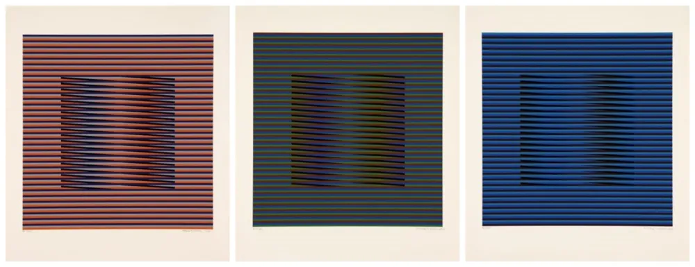 丝网印刷 Cruz-Diez - ORANGE, VERTE y BLEU