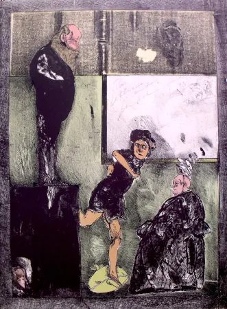 石版画 Cuevas - El espejo