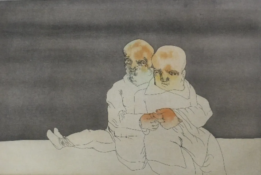 蚀刻飞尘法 Cuevas - Pareja en el mar