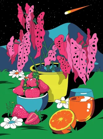 石版画 Dabs - Memories from The Garden Party