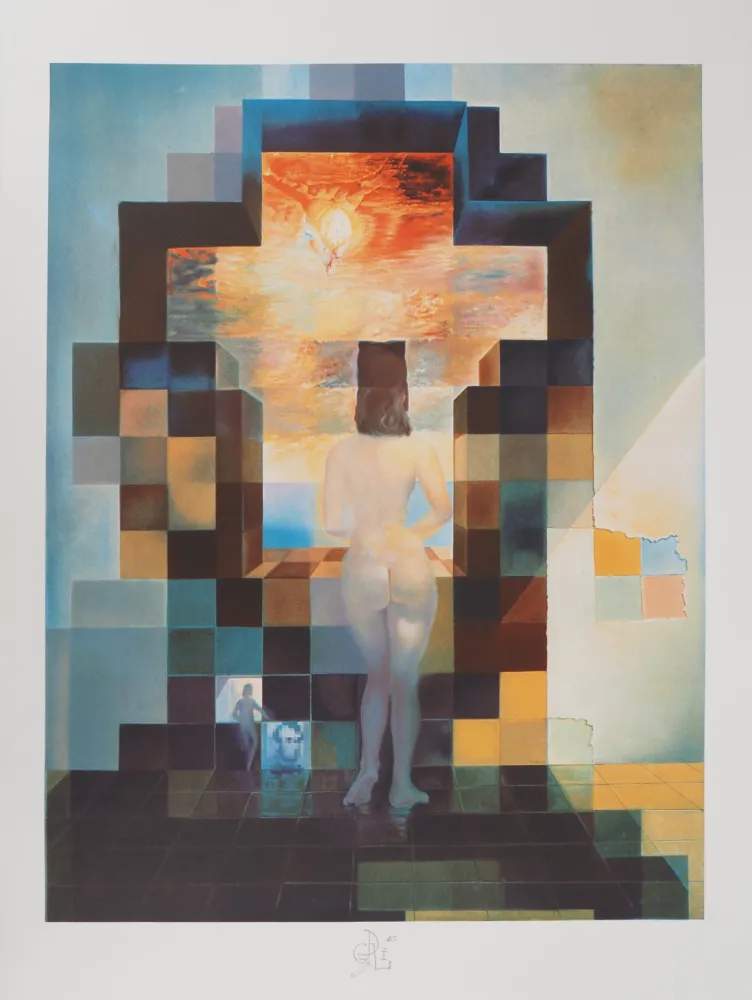 石版画 Dali - Abraham Lincoln : Gala regardant la mer Méditerranée