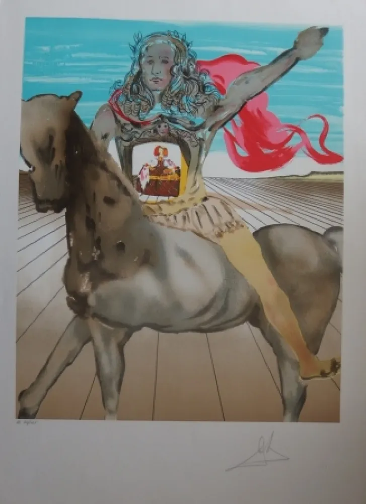 石版画 Dali - Chevalier surréaliste - Hommage à Velasquez