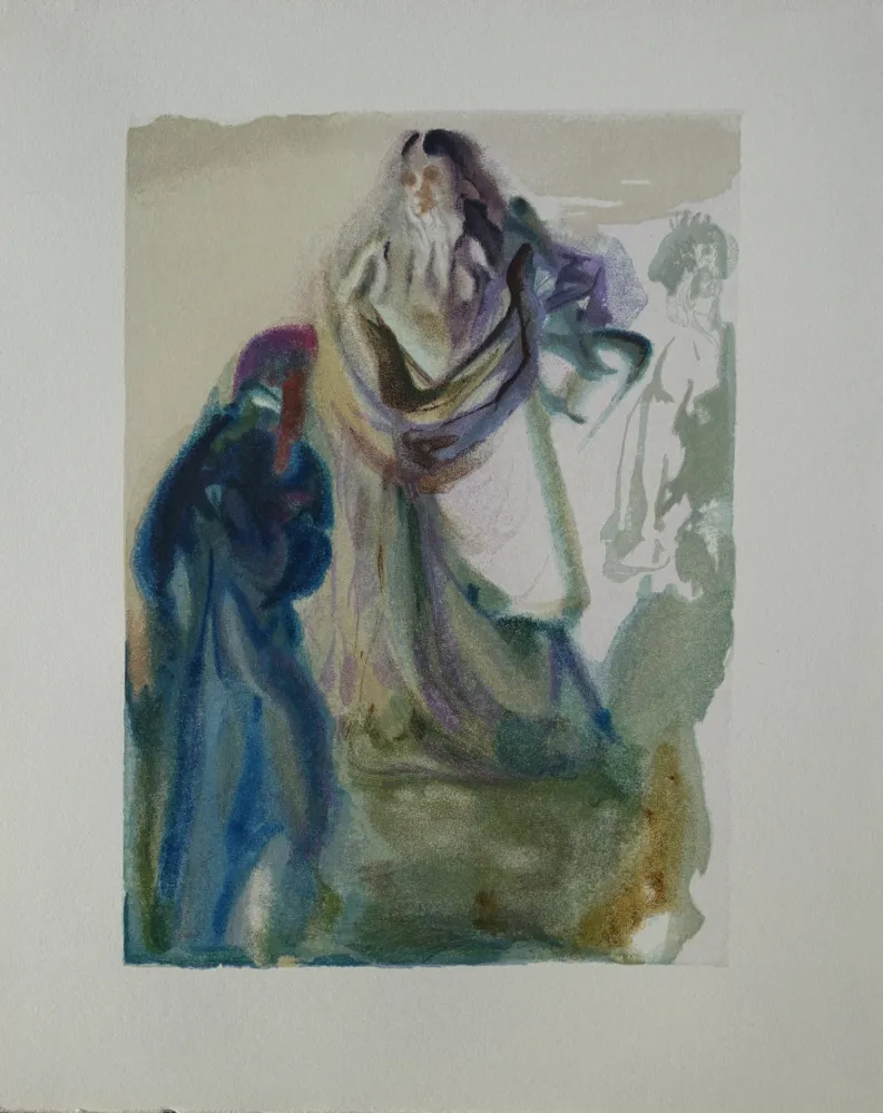 木刻 Dali - Divine Comédie, Paradis 28, Dante et deux anges