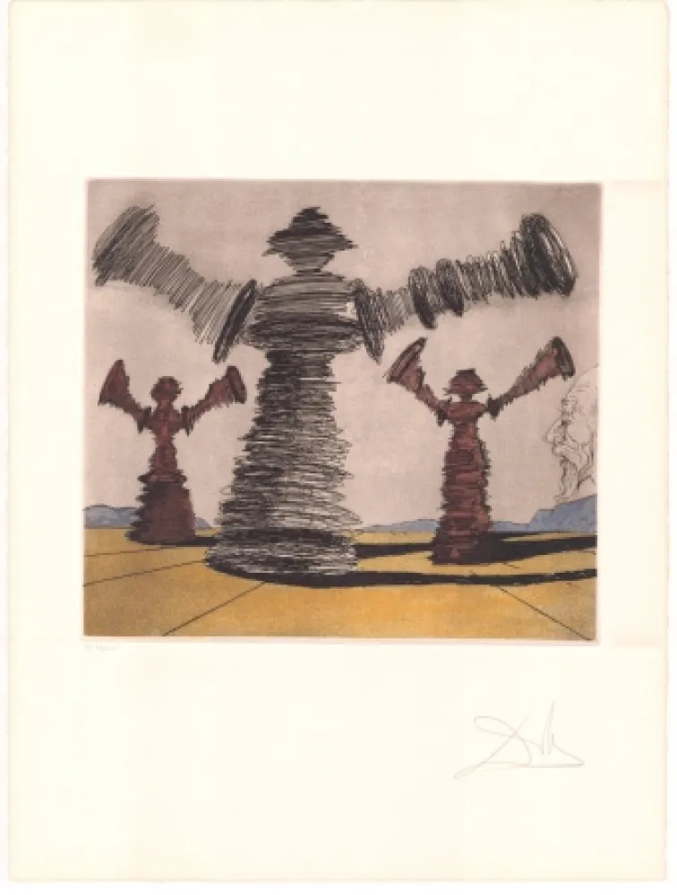 版画 Dali - Don Quijote - l'homme tournant