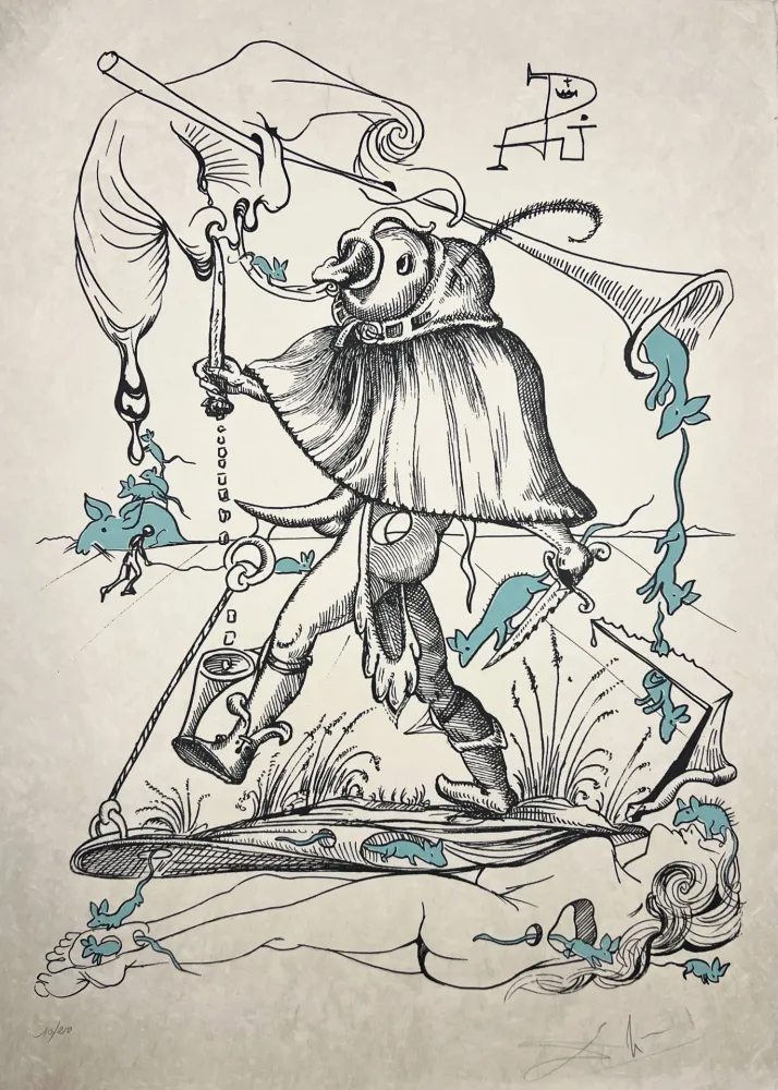 石版画 Dali - Les Songes Drôlatiques de Pantagruel, Planche VI