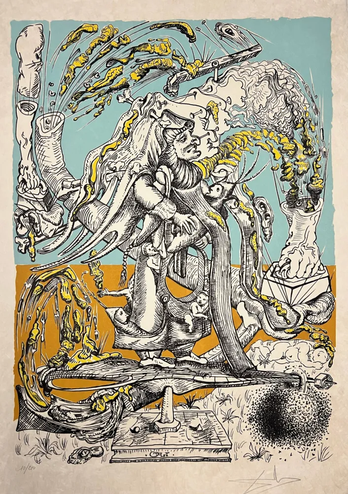 石版画 Dali - Les Songes Drôlatiques de Pantagruel, Planche XXI