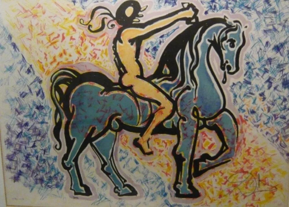 石版画 Dali - Les vitraux - le cavalier