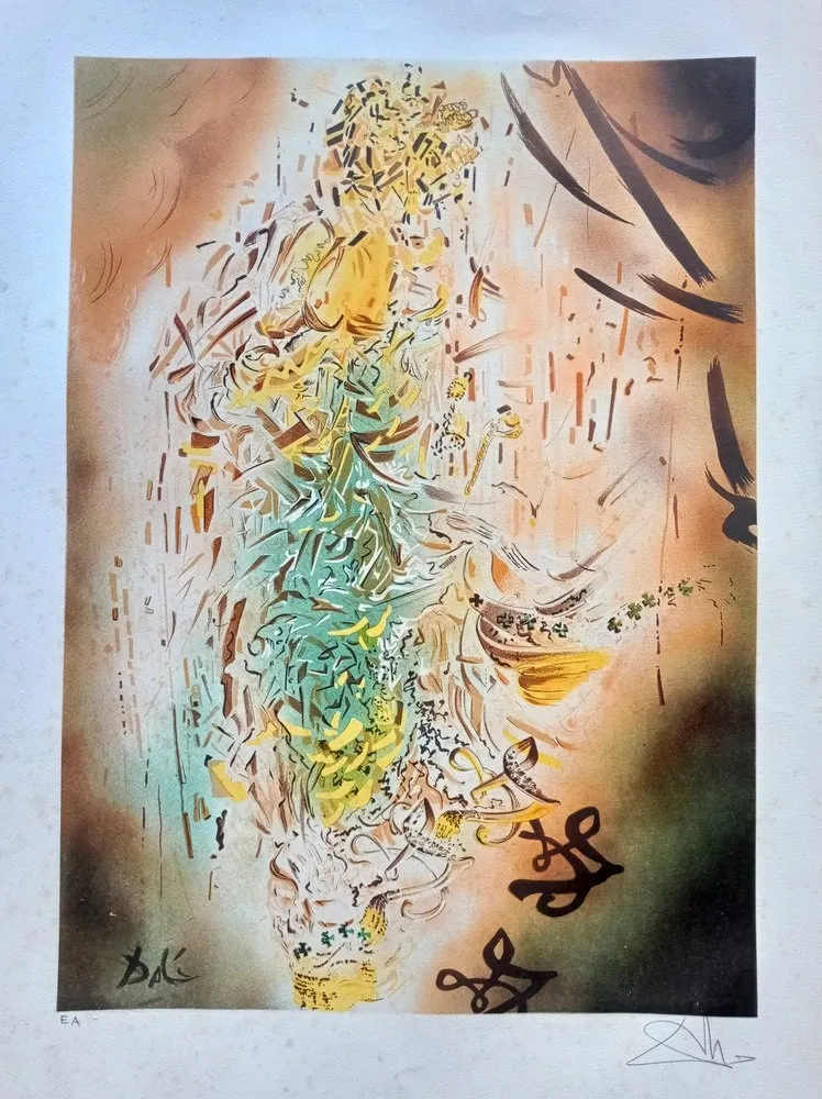 石版画 Dali - Salvador Dali, Cosmic Madonna, Beautiful surrealist handsigned composition, cca 1970