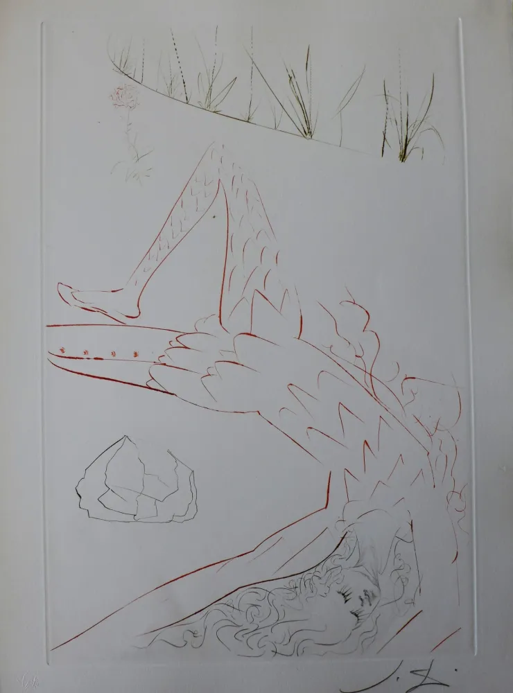 版画 Dali - Tristan et Iseult : Tristan blessé