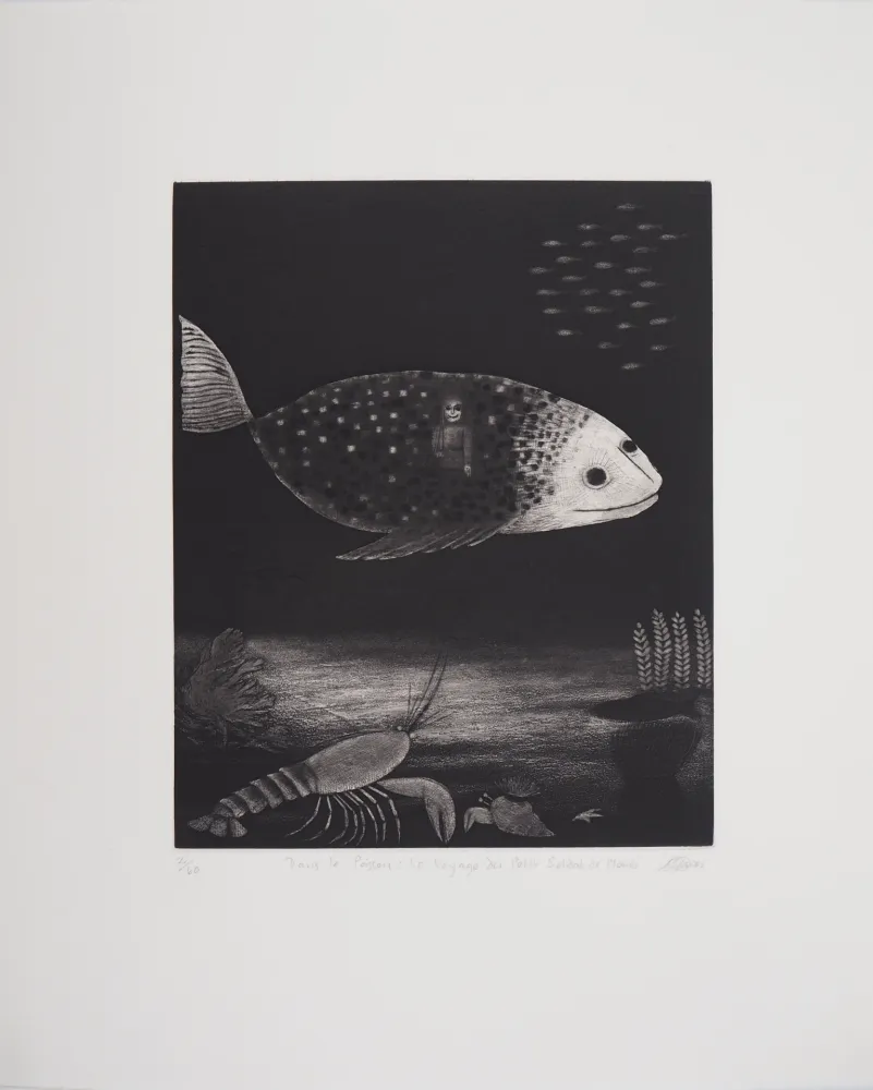 版画 Davies - Dans le Poisson, le Voyage du Petit Soldat de Plomb