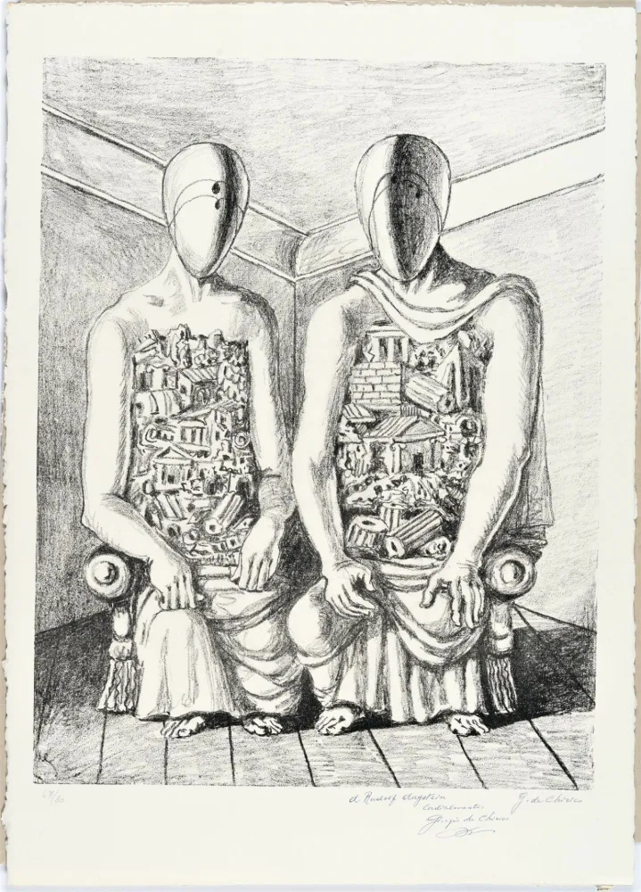 石版画 De Chirico - Gli Archeologi V