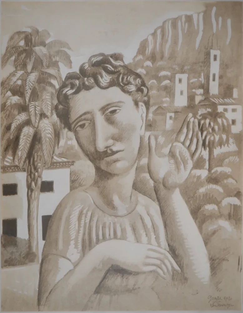 石版画 De La Fresnaye - Le rêveur de Grasse