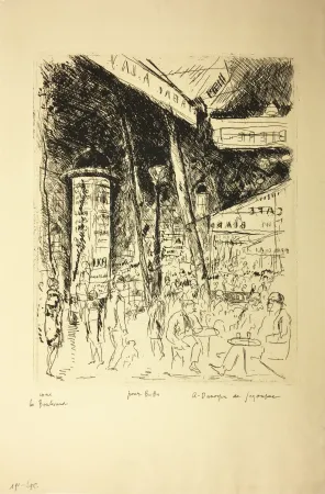 蚀刻版画 De Segonzac - LE BOULEVARD MONTPARNASSE. Pour Bubu, 1929.