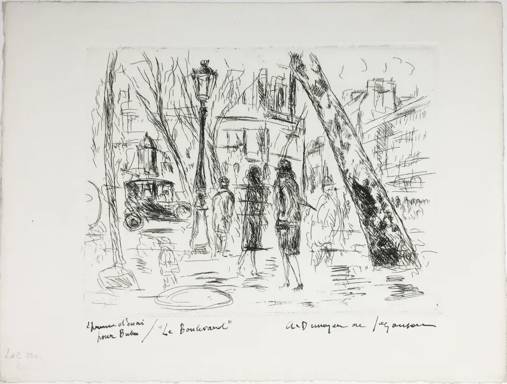 蚀刻版画 De Segonzac - LE BOULEVARD. Pour 