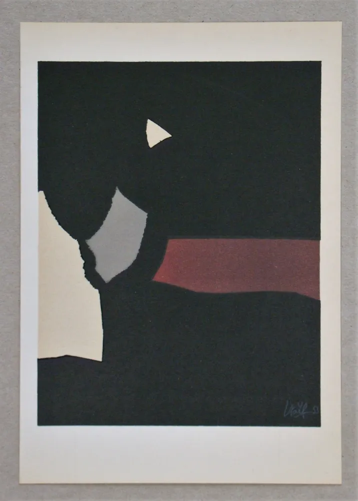 石版画 De Stael - Composition fond noir
