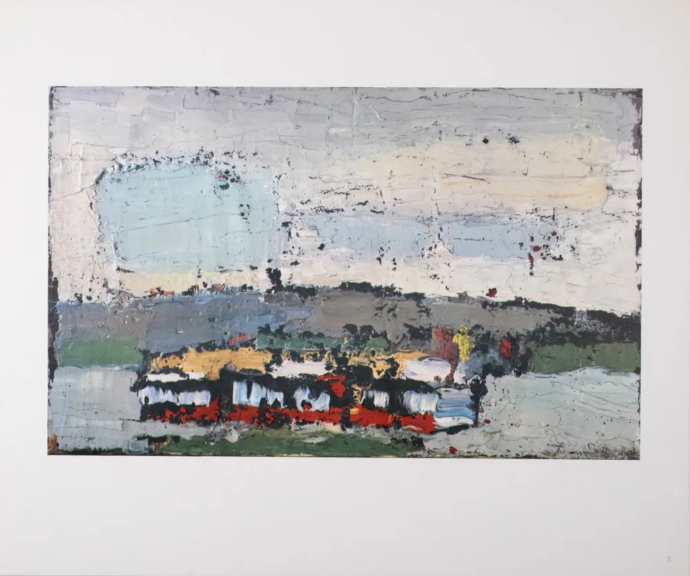 胶版印刷 De Stael - Rosny, bateau sur la Seine, 1960.