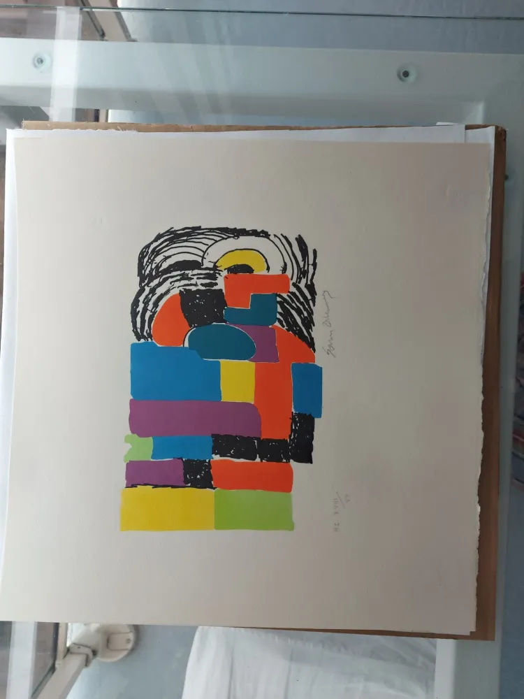 石版画 Delaunay - Composition pour Madame Claude POMPIDOU (circa 1970)