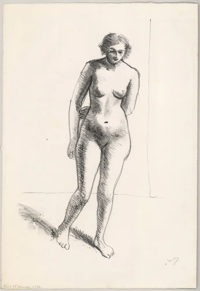 石版画 Derain - Ohne Titel (Nu, le bras replié derrière le dos)