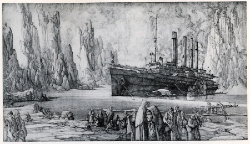 版画 Desmazières - Le Debarquement