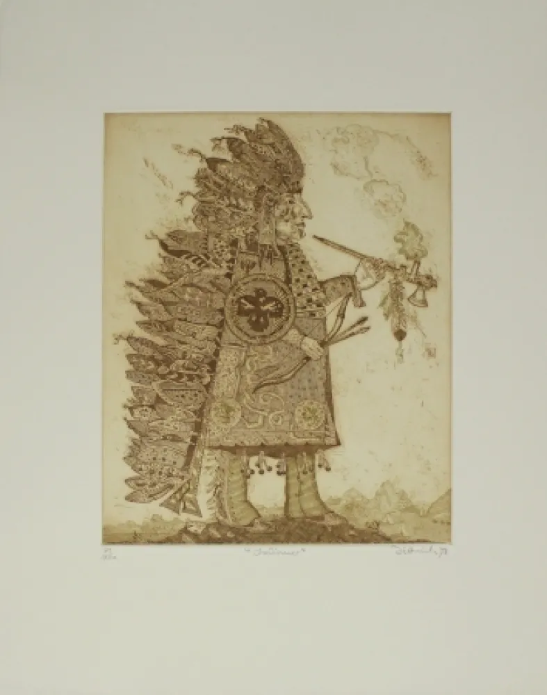 版画 Dittrich - Indianer / Indian