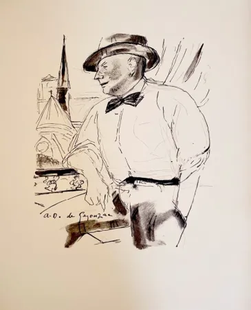 石版画 Dunoyer De Segonzac - Dig à sa fenêtre