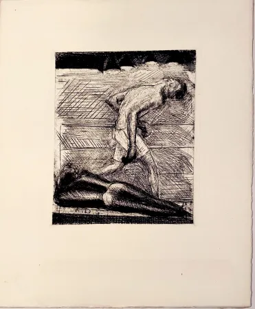 版画 Dunoyer De Segonzac - Le K.O. du noir