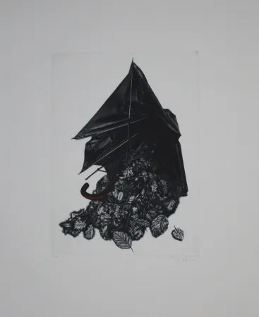 美柔汀铜版画 Ebert - Schirm und Blättern