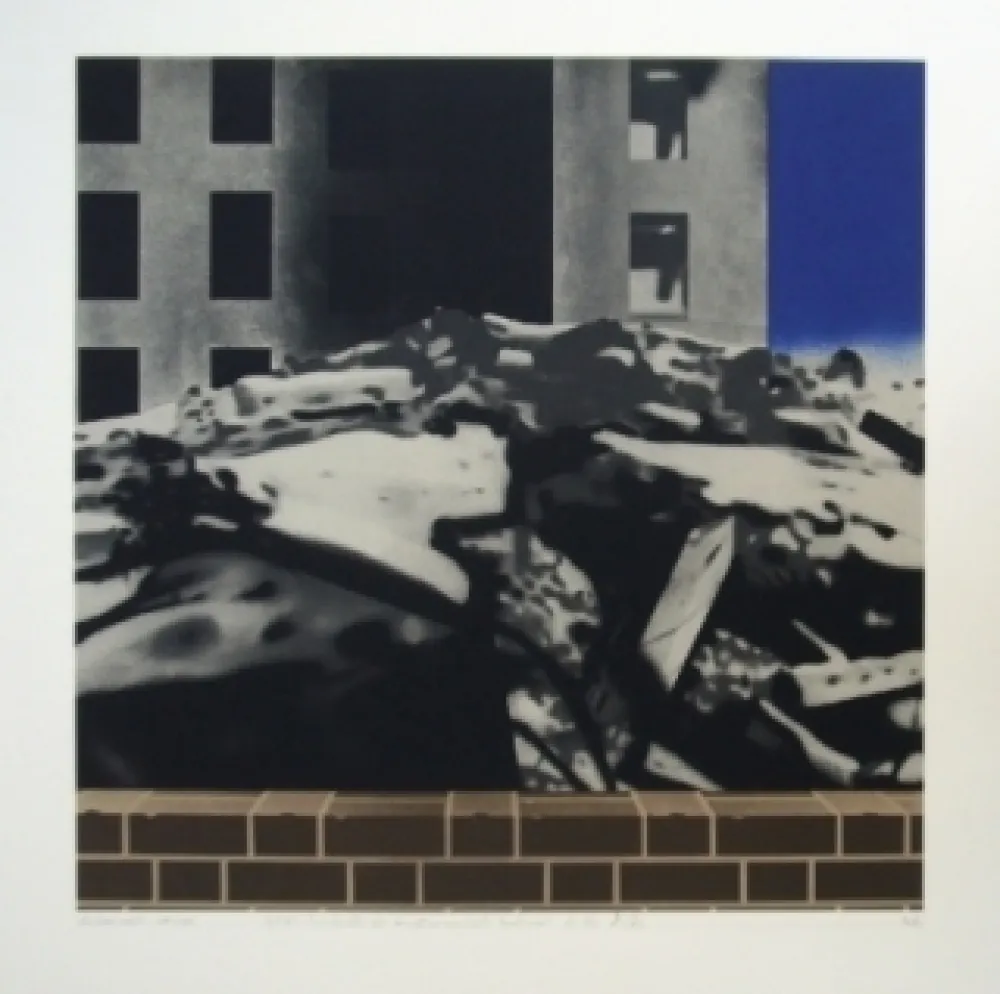 石版画 Equipo Realidad - PAISAJE-Vista de la Ciudad Unversitaria de Madrid en 1937