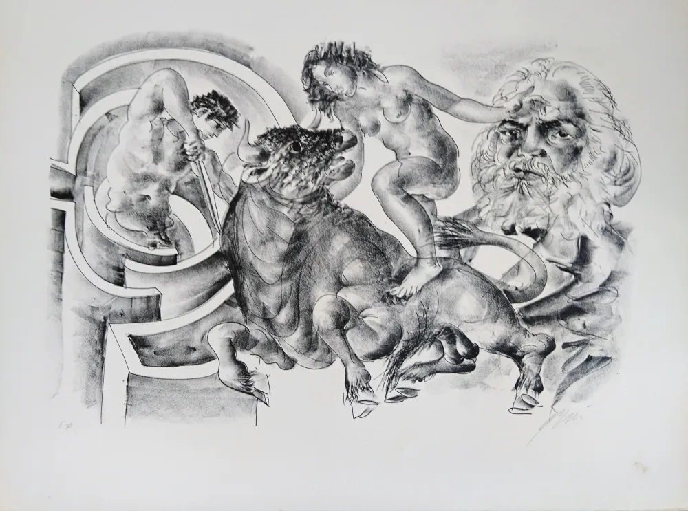 石版画 Erni - Bull and portrait of Marx