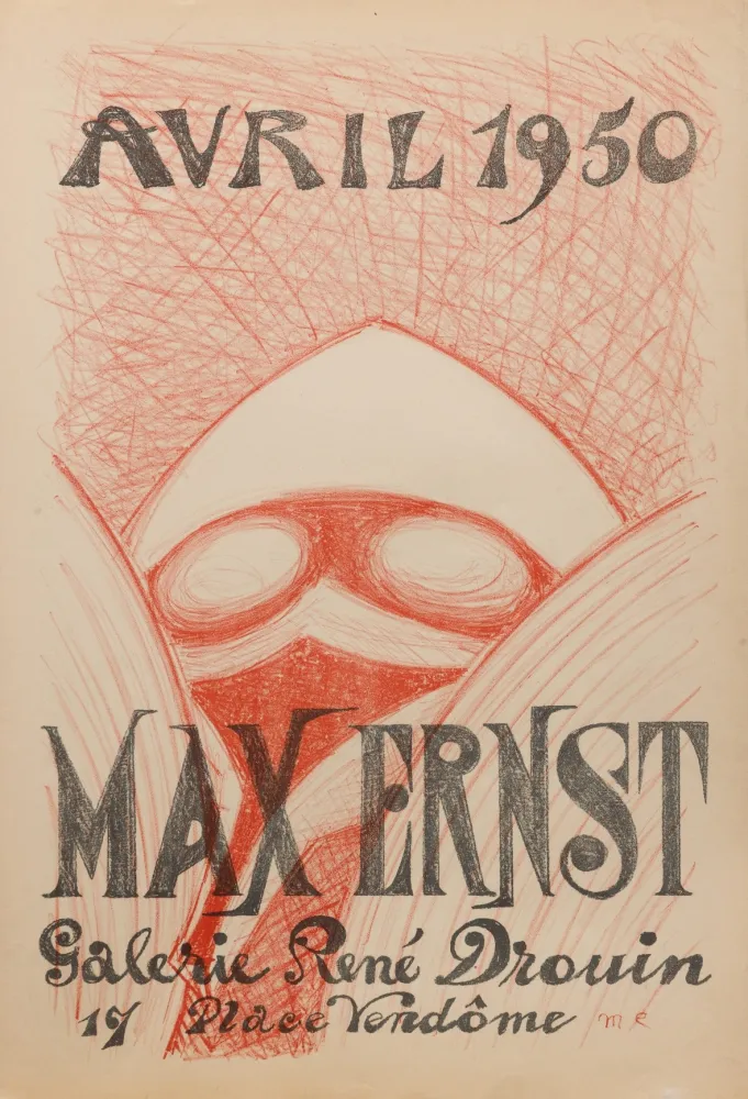 石版画 Ernst - MASQUE. [Affiche pour une exposition à la galerie René Drouin]