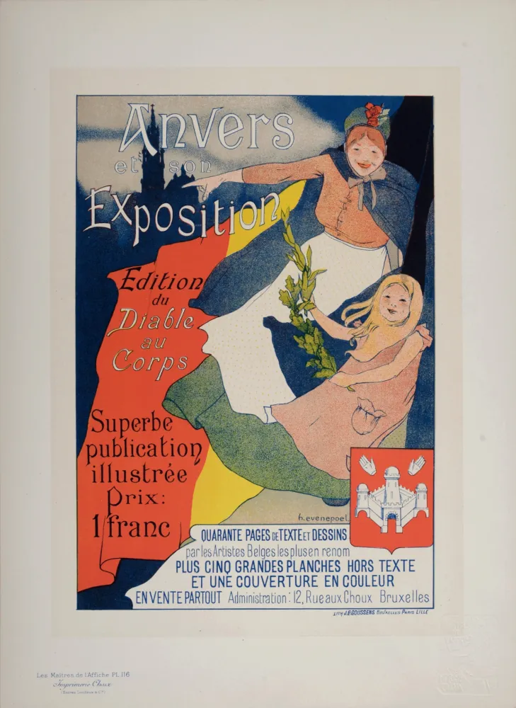 石版画 Evenepoel - Les Maîtres de l'Affiche : Anvers et son exposition, 1897