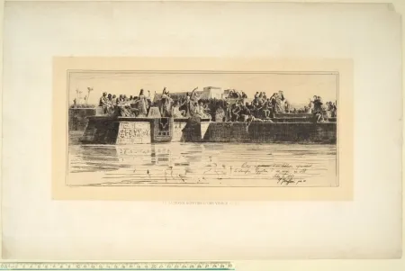 干刻版画 Faruffini - LE SACRIFICE EGYPTIEN D'UNE VIERGE AU NIL