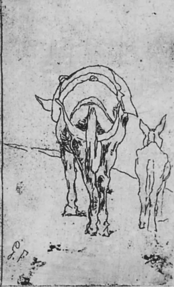 蚀刻版画 Fattori - Due somarelli