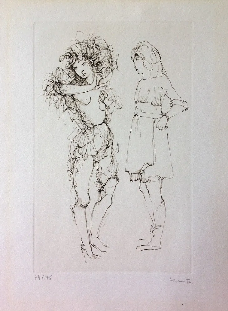 蚀刻版画 Fini - Deux personnages. Eau-forte. Signé.