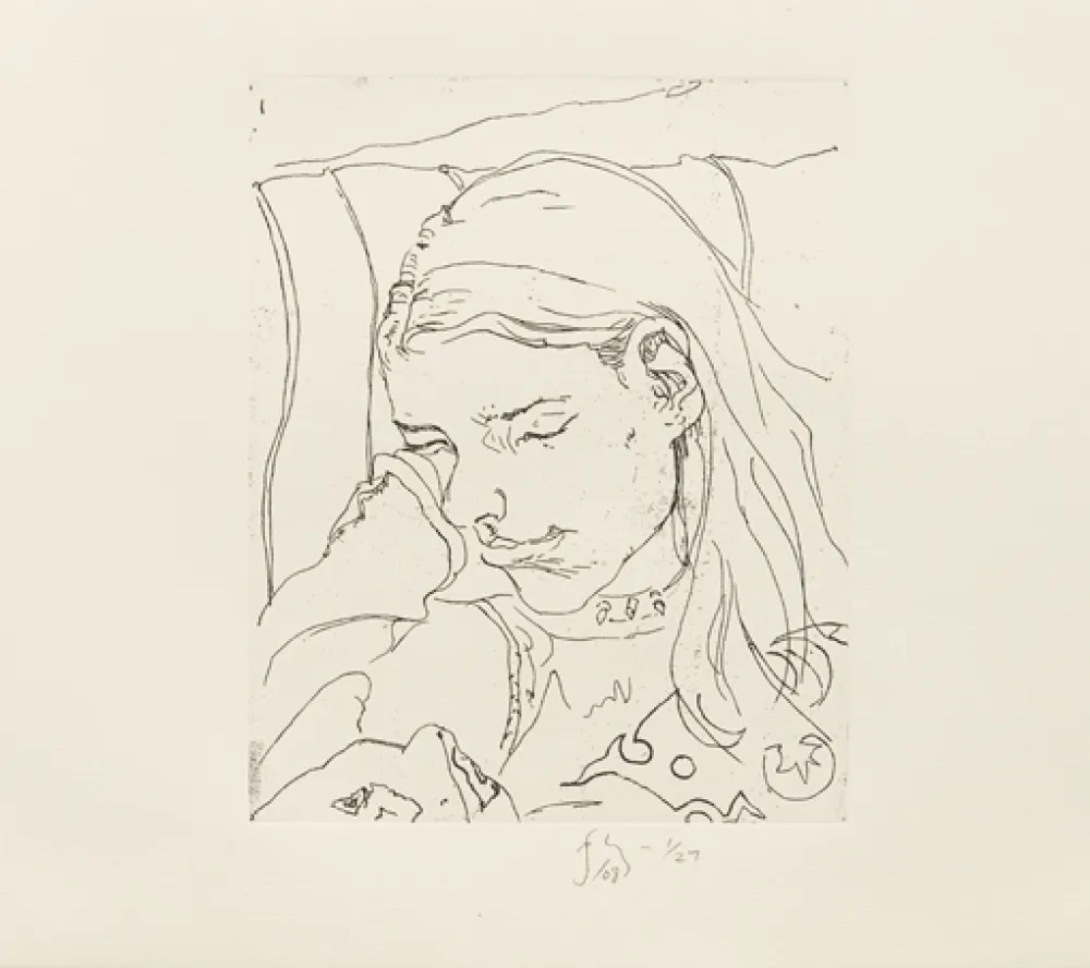 版画 Flanagan - Annabelle asleep on train