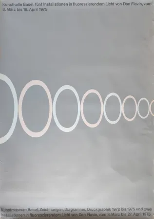 丝网印刷 Flavin -  Kunsthalle Basel, fünf Installationen in fluoreszierendem Licht von Dan Flavin. 8. März bis 16. April 1975. 