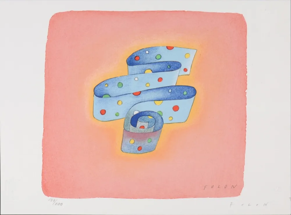 石版画 Folon - Flag Series - United Nations