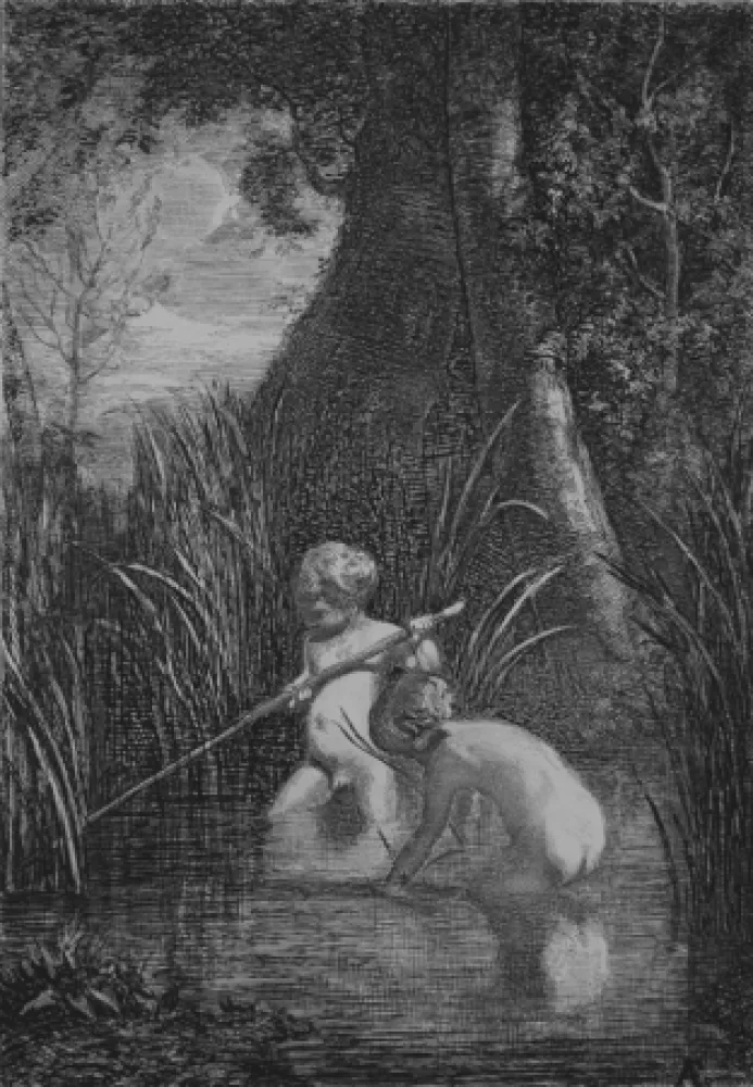 蚀刻版画 Fontanesi - La pesca