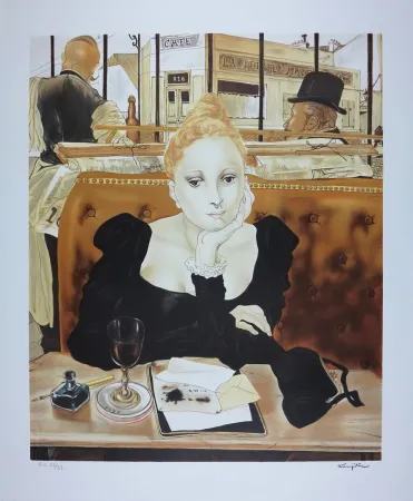 石版画 Foujita - CAFE