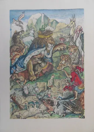 木刻 Foujita - Les animaux malades de la peste