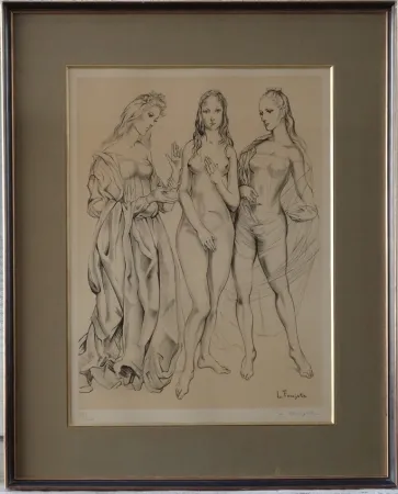 石版画 Foujita - Les Trois Graces