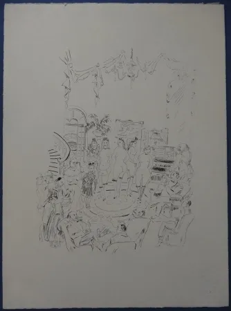 蚀刻版画 Foujita - Rivière enchantée - Cabaret