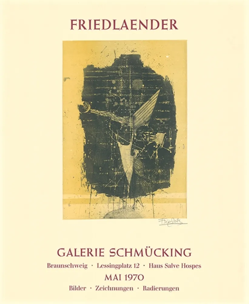 蚀刻飞尘法 Friedlaender - Ausstellungsplakat Galerie Schmücking, Braunschweig, 1970